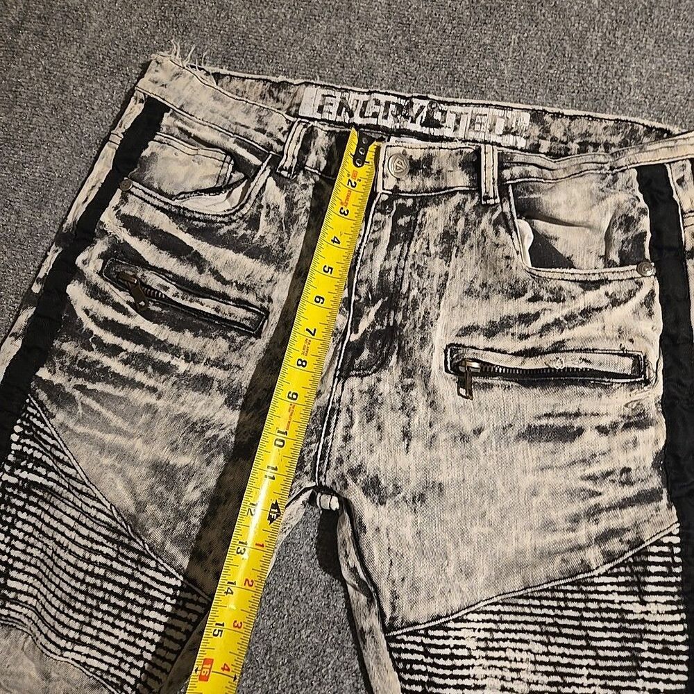 Encrypted Jeans Mens 38x32 (Fits 37x30) Acid Wash Skinny Fit Distressed Stretchy - Picture 6 of 11
